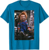 Chucky Sitting in Barber Chair T-Shirt T-Shirt - Sapphire Blue