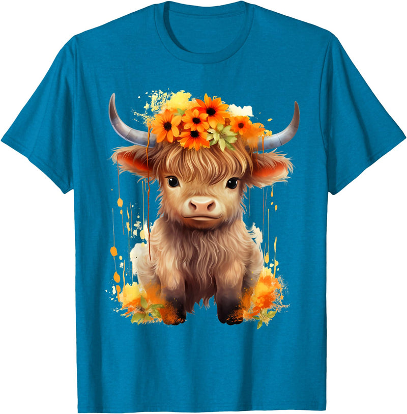 Western Shirts for Girls Men, Highland Cow Gifts Cow, Scottish Highland Cow, Western Wear, Highland Cow T-Shirt - Sapphire