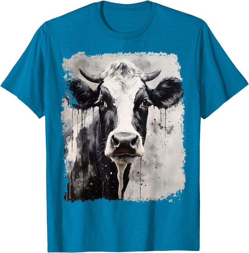 Noah&Friends A Black White Cow T-Shirt - Sapphire Blue