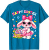 Happy Easter Coquette Easter Egg Rabbit Bunny Women Girl Kid T-Shirt in Sapphire Blue