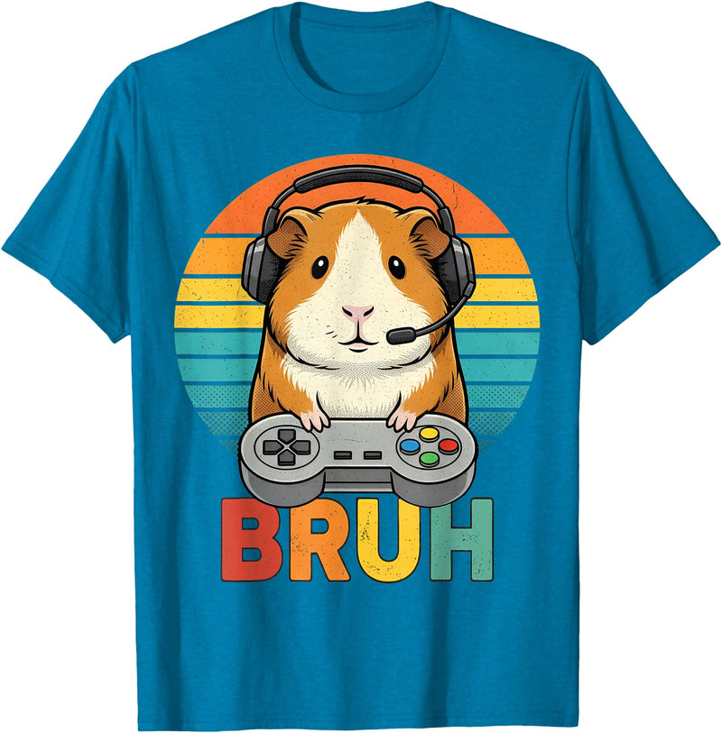 Gamer Guinea Pig Bruh Vintage Gaming For Boys Kids Gaming Guinea Pig Bruh Retro Guinea Pig Gamer Bruh Kids Boys T-Shirt - Sapphire Blue