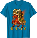 Chinese New Year of Fire Horse 2026 Funny Tee Year of The Fire Horse Zodiac Funny Chinese New Year 2026 T-Shirt - Sapphire Blue
