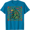 Nordic Scandinavian Folk Art Flower Designs Scandinavian Folk Art Bear Floral Pattern Nordic Animal T-Shirt - Sapphire Blue