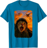 Funny Cats Fighter Jet Pilot Kitties Selfies Funny Screaming Cat Fighter Jet Pilot Kitty Selfie T-Shirt