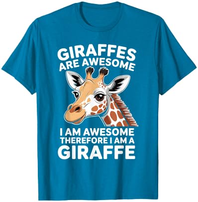 Giraffe Lovers Tee Giraffes are Awesome ,I am Awesome, Therefore I am a Giraffe T-Shirt - Purple