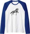 Horses Girls Women + Gift Kids Men Boys Horse Motif Raglan Baseball Tee - Royal Blue/White