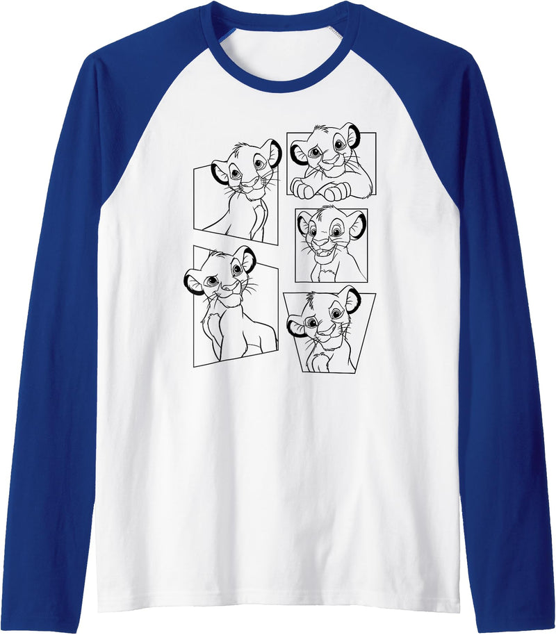 Disney Lion King Simba Portrait Panels Raglan Baseball Tee - Royal Blue/White