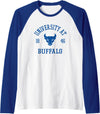 Elite Authentics Buffalo Bulls Stamp White Officially Licensed Raglan Baseball Tee - Royal Blue/White