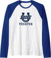 Buffalo Island, Monette, AR 72447 Buffalo Island Central High School Mustangs Theater Raglan Baseball Tee - Royal Blue/White