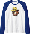 Smokey Bear Vintage Smokey Head Raglan Baseball Tee - Royal Blue/White