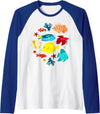 Tropical fishes aquarium under ocean Raglan Baseball Tee - Royal Blue/White