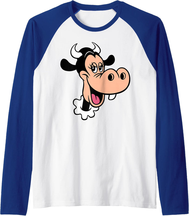 Disney Clarabelle Cow Big Face Costume Raglan Baseball Tee - Royal Blue/White