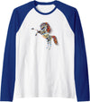 Horses | Girls Women Gift Kids Men Boys Horse Motif Raglan Baseball Tee - Royal Blue/White