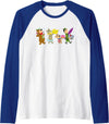 Yogi Bear Marching to the Picnic Raglan Baseball Tee - Royal Blue/White