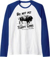 Do Not Pet The Fluffy Cows American Bison Vintage Raglan Baseball Tee - Royal Blue/White