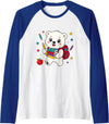 HyggeGoods Cute Polar Bear Back to School Kids Teacher Student Raglan Baseball Tee - Royal Blue/White