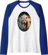 Untamed Horizon Collection Polar Bear Arctic Wildlife Sunset Nature Polar Bear Lover Raglan Baseball Tee - Royal Blue/White