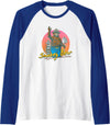 Smokey Bear Retro Smokey Bear Colorful Sunset PSA Raglan Baseball Tee - Royal Blue/White