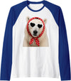 Funny Polar Bear with Sunglasses Cute Polar Bear Lover Heart Sunglasses Raglan Baseball Tee - Royal Blue/White