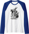 Cute Rabbit Lover Bunny Graphic Raglan Baseball Tee in Royal Blue/White