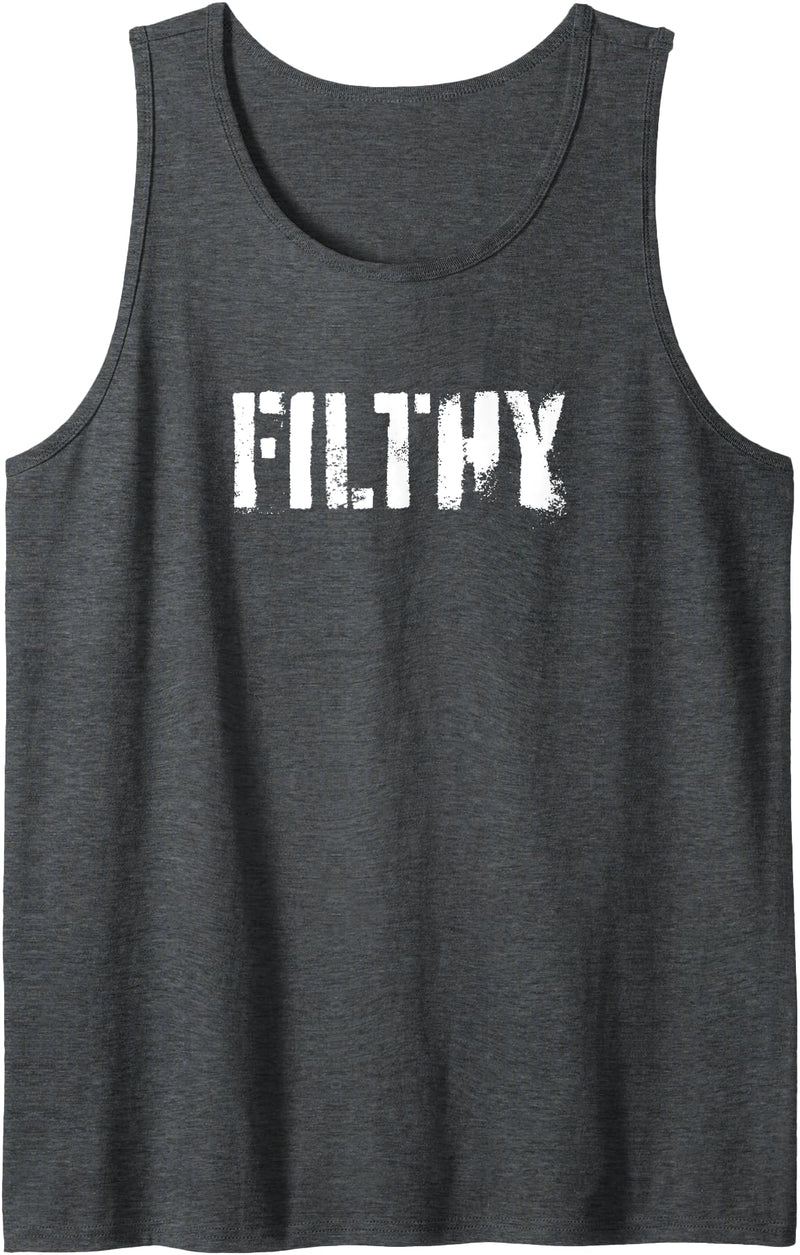 Men's Leather Daddy Bear Gay Shirt Print Apparel Filthy - Funny Gay Pride & LGBT Cruising Inappropriate Tank Top - Dark Heather Grey