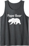 Funny Papa Bear Tee & Gifts For Father Mens Papa Bear Father's Day Gift Dad Distressed Graphic Print Tank Top - Dark Heather Grey