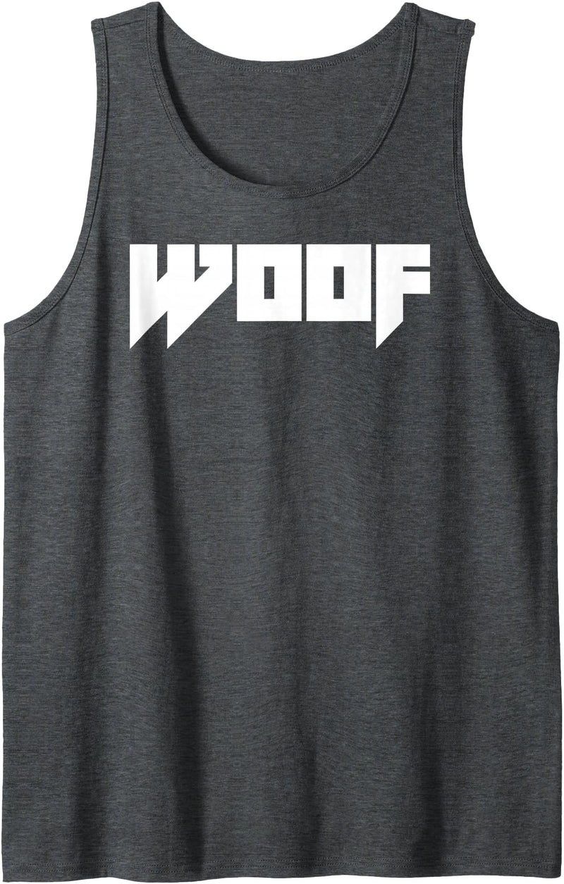 Mens WOOF Gay Men Bear Daddy Pride LGBTQIA+ Metal Funny Novelty Tank Top - Dark Heather Grey