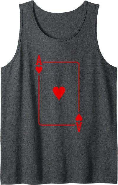 ACES POKER BLACKJACK SOLITAIRE GEAR ACE of Hearts Playing Card Poker Player Halloween Costume Tank Top