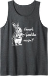 Cute Rabbit Lover Bunny Graphic Tank Top (Navy Blue) in Dark Heather Grey