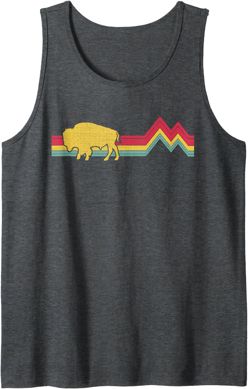 Buffalo Bison Retro Style Vintage Funny Shirt Shop Buffalo Bison Retro Style Vintage Funny 70s 80s Men Women Tank Top - Dark
