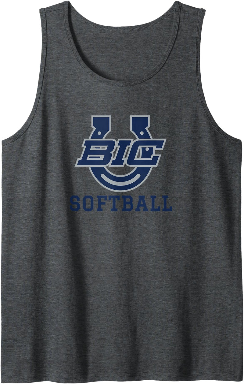 Buffalo Island, Monette, AR 72447 Buffalo Island Central High School Mustangs Softball Tank Top - Dark Heather Grey