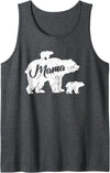 Matching Family Mama Bear Gifts Mama Bear with two Kids - Family Bear Baby Newborn Mamabear Tank Top - Dark Heather Grey