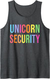 Funny Halloween TShirts Halloween Dad Mom Daughter Adult Costume, Unicorn Security Tank Top - Dark Heather Grey