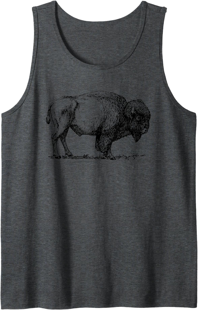 Classic Buffalo Novelty Graphic Tees Unisex Buffalo Shirt American Bison Classic Print Top Tank Top - Dark Heather Grey