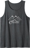 Fishoholic Logo for Fishing Enthusiasts - Snow Mountains Tank Top - Dark Heather Grey