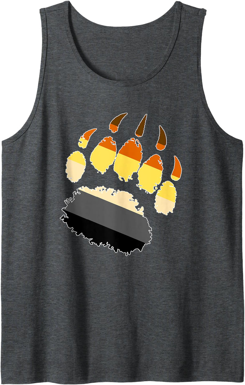 LGBTQ Bear Flag Gay Pride Gift For Men LGBTQ - Hairy Bear Pride Gay Bear Paw Pride Parade Tank Top - Dark Heather Grey