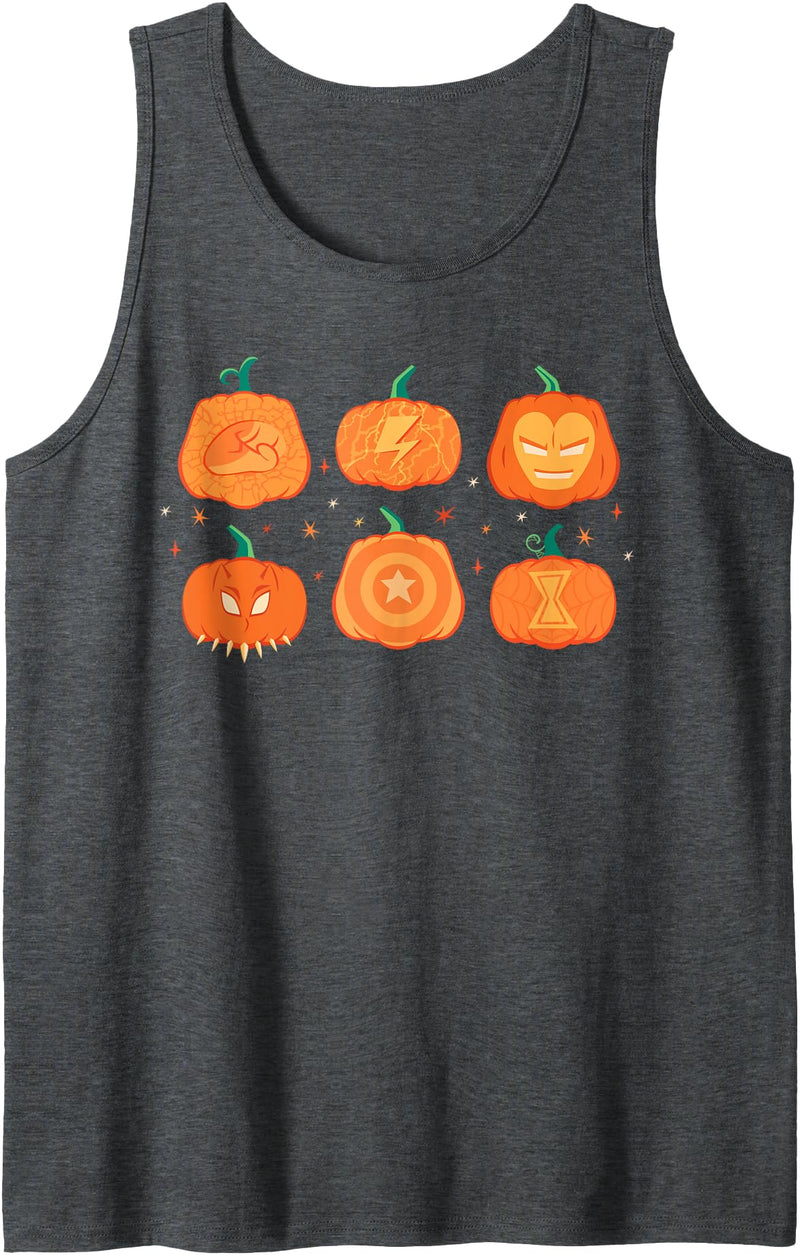 Marvel Halloween Avengers Pumpkin Characters Grid Tank Top - Dark Heather Grey