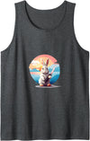 Cute Funny Menacing Bunny Halloween Idea Killer Rabbit Tank Top in Dark Heather Grey