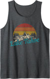 Lake Tahoe California Souvenirs Lake Tahoe California USA Vintage Souvenir Tank Top - Dark Heather Grey