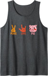 Awesome Gift For The Pigs Lover In Your Life Peace Love Pig Cute Piggy Face Gift For Pigs Lovers Tank Top - Dark Heather Grey