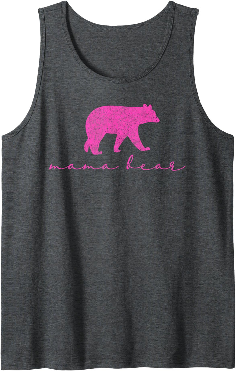 Mama Bear Shirt Cute Mothers Day Gift Pink Tank Top - Dark Heather Grey