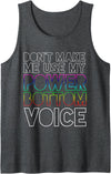 Funny Power Bottom Gay Pride LGBT Designs Don't Make Me Use My Power Bottom Voice Gay Pride LGBT Bear Tank Top - Dark Heather Grey