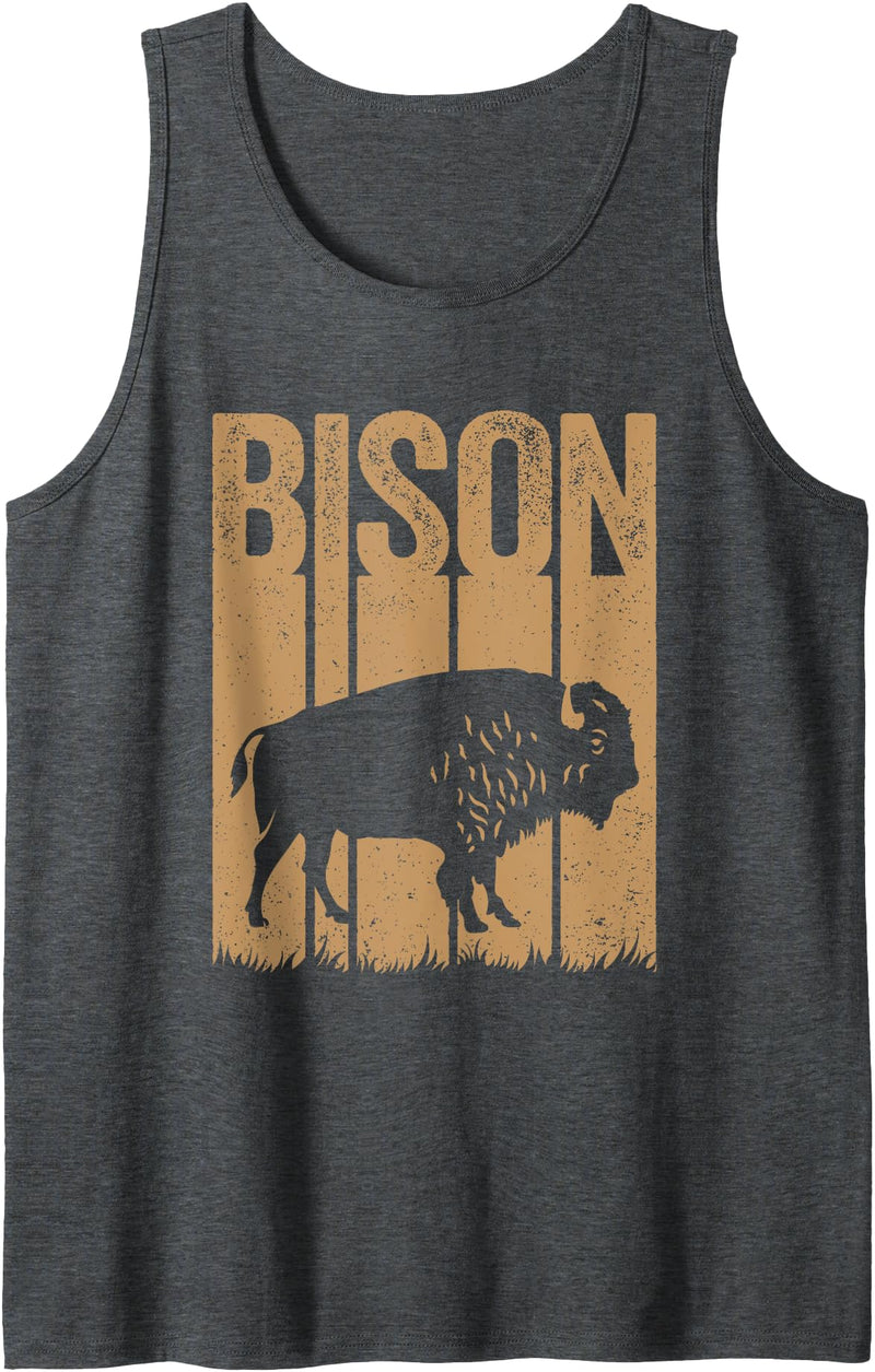 Buffalo & American Bison Lover Apparel Bison National Park Vintage American Buffalo Tank Top - Dark Heather Grey