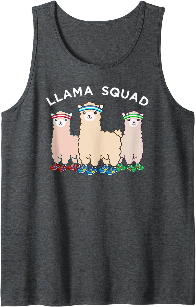 Llama Squad Running Jogger Animal Runner Tank Top - Dark Heather Grey