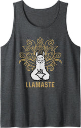 Lama Llamaste Family Summer Sport Yoga Gift Tees Llamaste Yoga Gift For Men Women Kids Lover Llama Yoga Tank Top - Dark Heather Grey