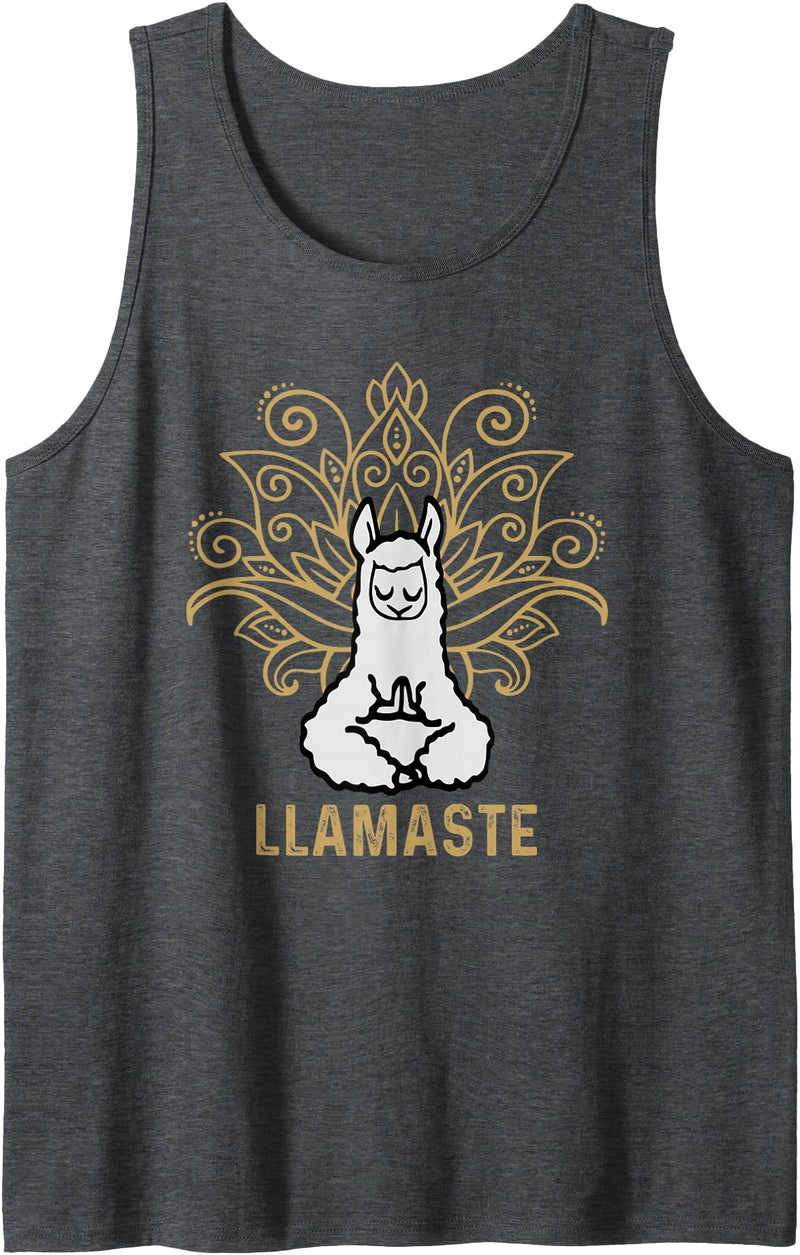 Lama Llamaste Family Summer Sport Yoga Gift Tees Llamaste Yoga Gift For Men Women Kids Lover Llama Yoga Tank Top - Dark Heather Grey