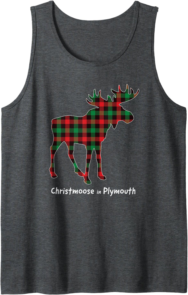 MN Christmas Lumberjack Plaid Love Minnesota Home Christmoose in Plymouth Moose Buffalo Red & Green Plaid Tank Top - Dark