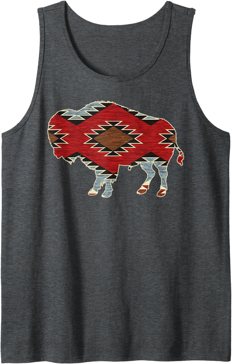 Country Girl Big Ray Designs Arizona Buffalo Aztec Indian Southwestern Pattern Vintage Tank Top - Dark Heather Grey
