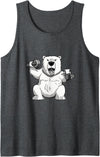 International Polar Bear Day Polar Bear Polar Bear dumbbell weightlifting Gym And Polar Bear Lovers Tank Top - Dark Heather Grey