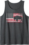 4th of July American Flag USA America- Buffalo Buffalo Bison 4th of July American Flag Vintage Patriotic Tank Top - Dark